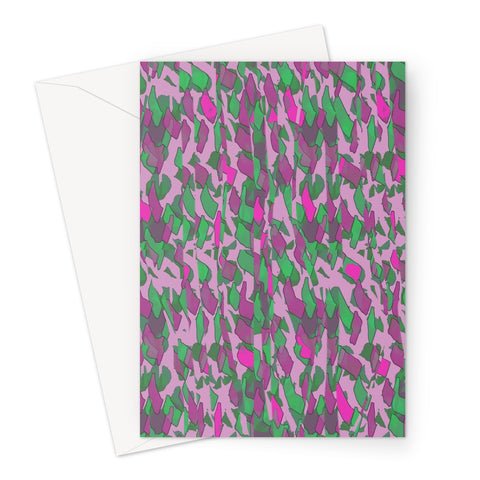 Patterned Abstract Pink Green Greeting Card