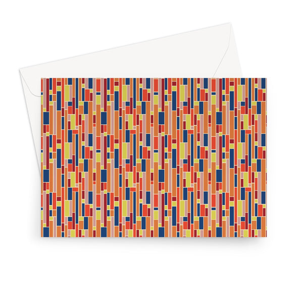 Orange Mid Century Modern Geometric Stripes Greeting Card