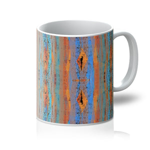 ceramic orange abstract patterned Contemporary Retro Victorian Geometric Orange coffee mug by BillingtonPix