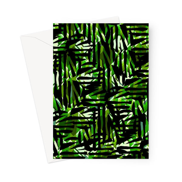Green Patterned Greeting Card | Distorted Geometric Collection