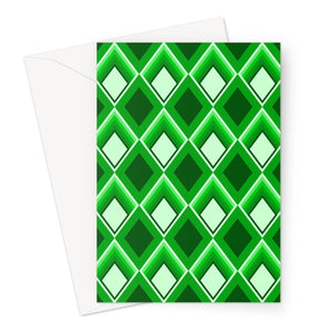 green geometric patterned Emerald Geometric 60s Style Greeting Card