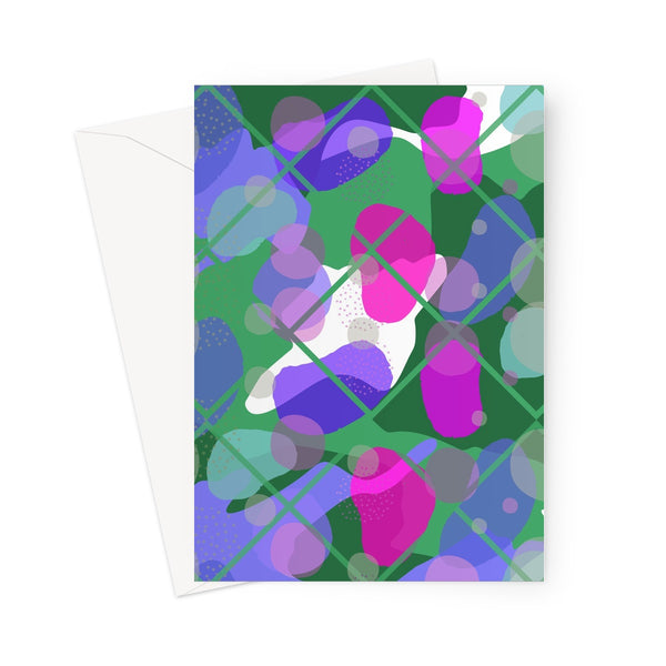 Retro Abstract Multicolored 80s Green Memphis Pattern Greeting Card