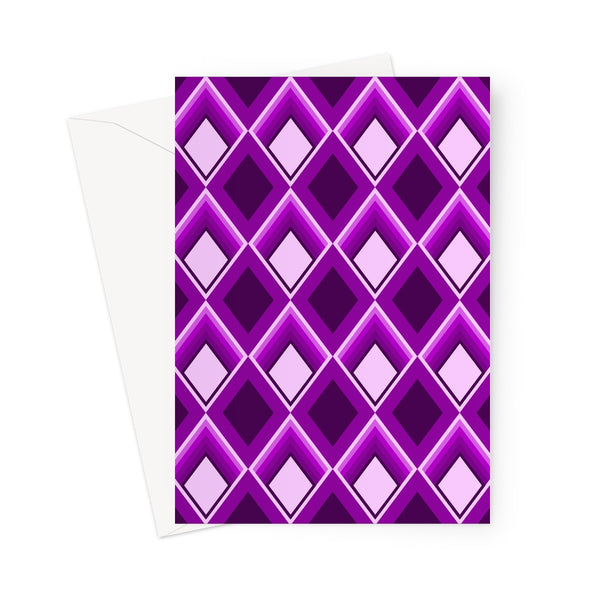 purple geometric patterned Magenta Geometric 60s Style Greeting Card