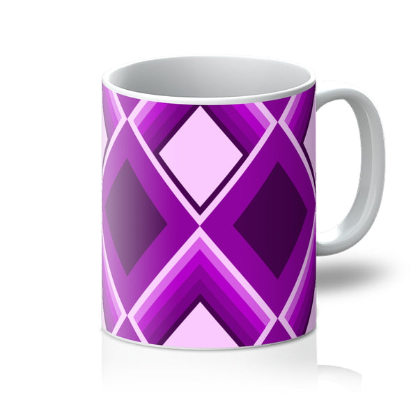 purple ceramic geometric patterned Magenta Geometric 60s Style coffee mug