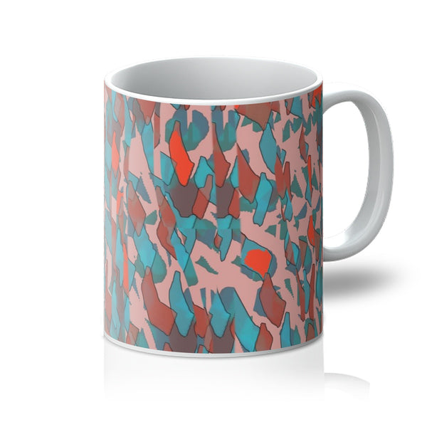 Patterned Abstract Salmon Pink Teal Coffee Mug
