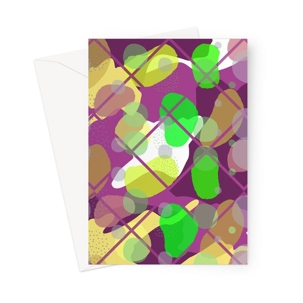 Retro Abstract Multicolored 80s Burgundy Memphis Pattern Greeting Card