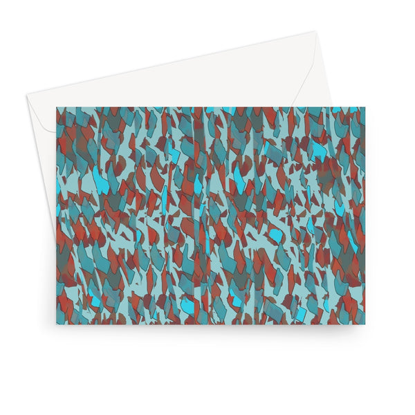Patterned Abstract Turquoise Red Greeting Card