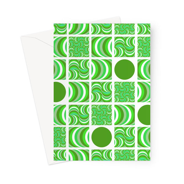 geometric patterned 70s Retro Emerald White blank greeting card