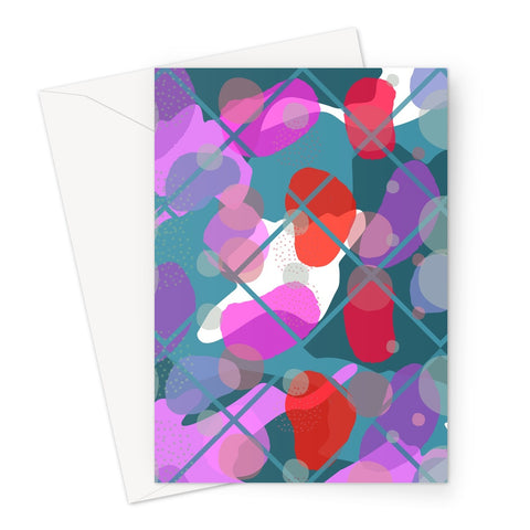 Retro Abstract Multicolored 80s Teal Memphis Pattern Greeting Card
