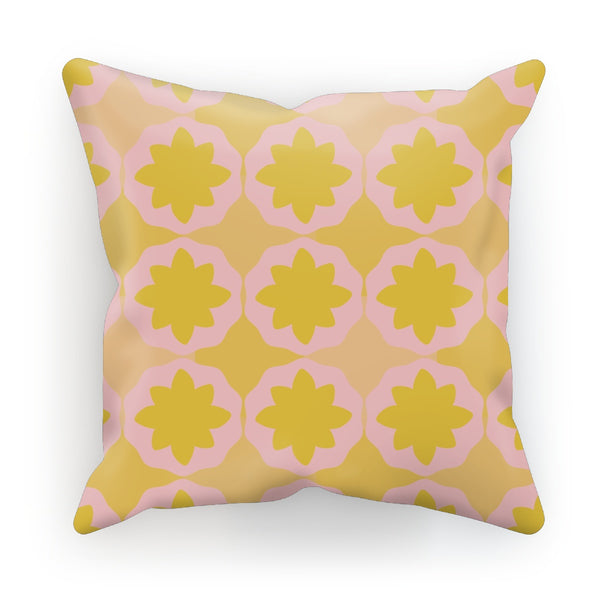 Couch Pillow Sofa Cushion | Orange Pink Floral | Geometric Flock