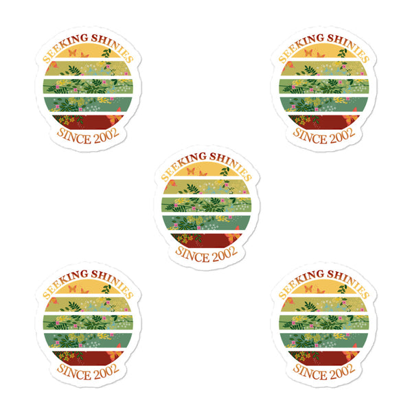 Seeking Shinies since 2002 vintage sunset Cottagecore and Goblincore sticker pack containing 5 individual stickers by BillingtonPix
