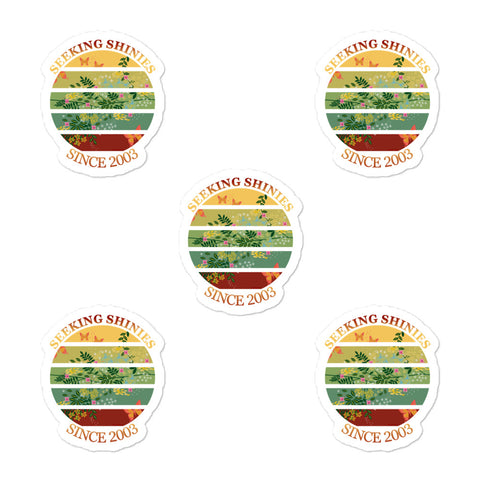 Seeking Shinies since 2003 vintage sunset Cottagecore and Goblincore sticker pack containing 5 individual stickers by BillingtonPix