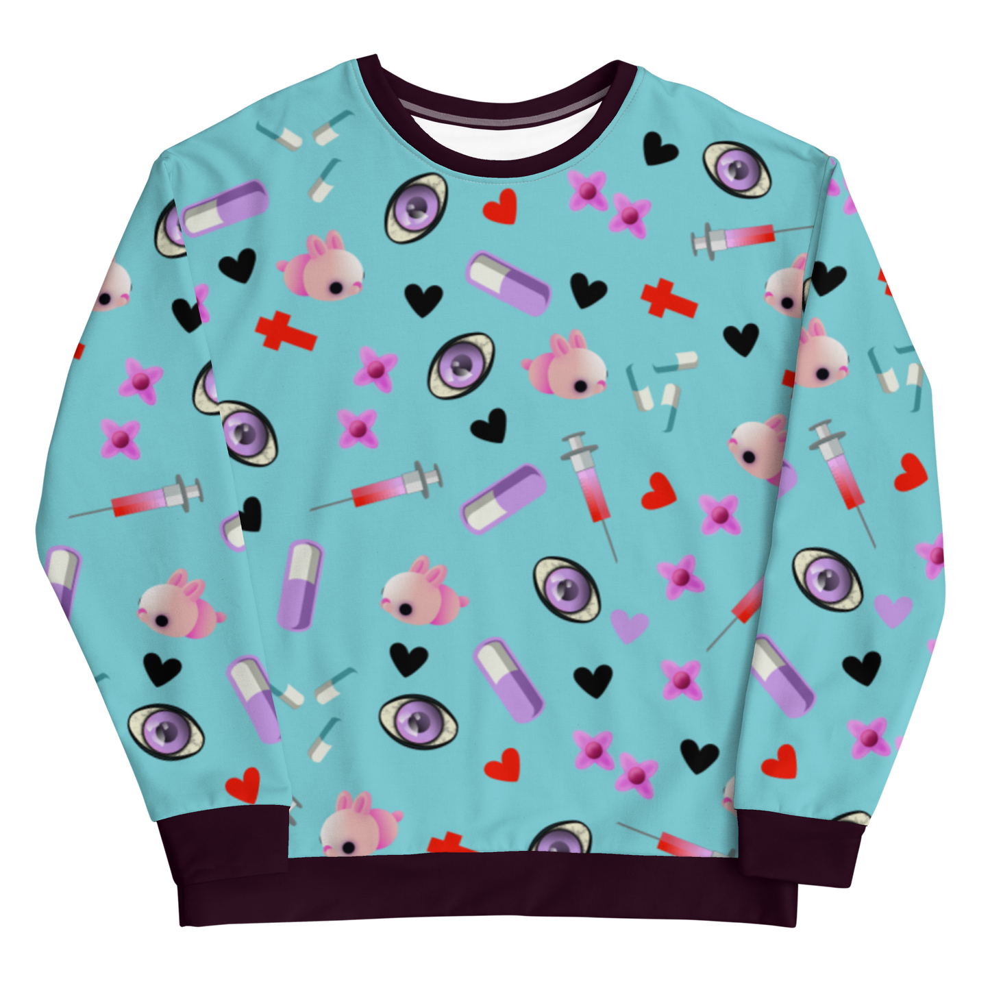 Unisex Sweatshirt, Turquoise Menhera Kei