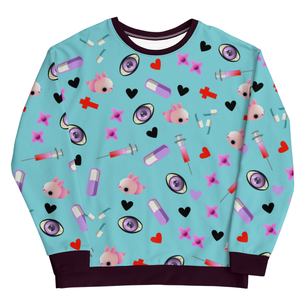 Patterned Sweatshirt | Turquoise Menhera Kei