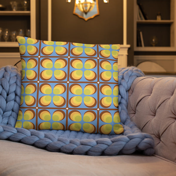 Retro Seventies Yellow Tiles Pattern Sofa Cushion Throw Pillow