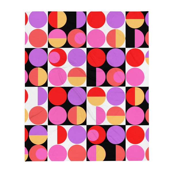 Pink Bauhaus Retro Abstract Memphis Style throw blanket