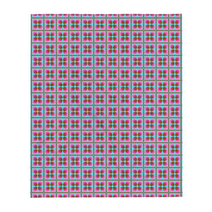 Throw Blanket | Retro Blue and Pink Mid-Century Style Patterned