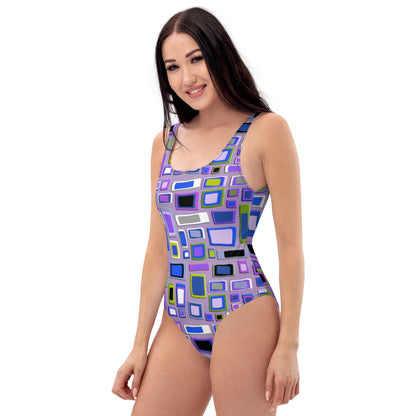 One-Piece Swimsuit | Purple Seventies Retro Style