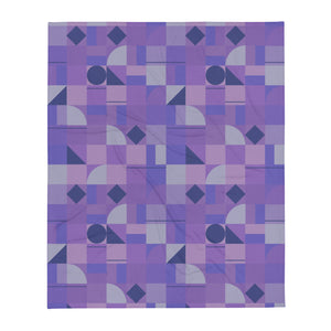 Magenta Purple Mid Century Modern Shapes patterned 50s style throw blanket