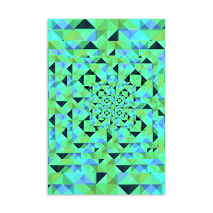 Blue Geometric Abstract Kaleidoscope Postcard
