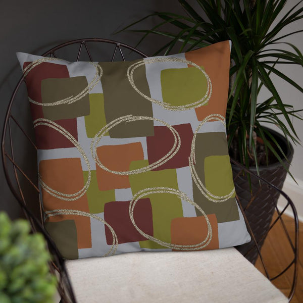 Abstract Muted Colored Shapes Grey Pattern  Sofa Cushion Throw Pillow