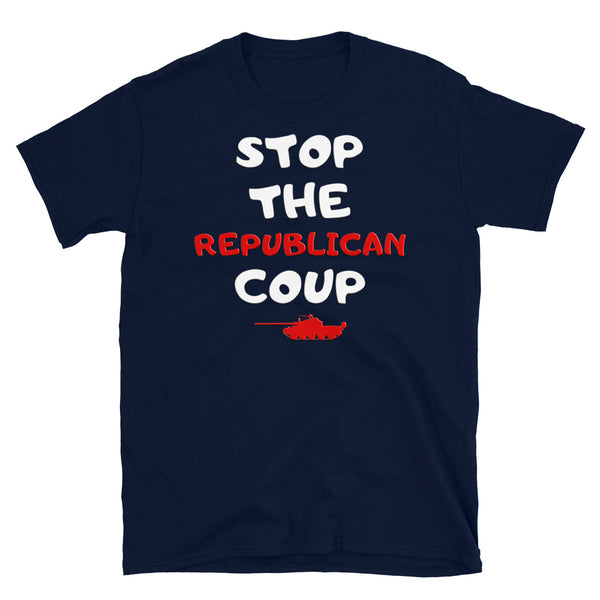Stop the Republican coup stop the coup t-shirt in navy