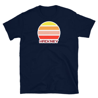 vintage sunset style t-shirt entitled Hackney in navy