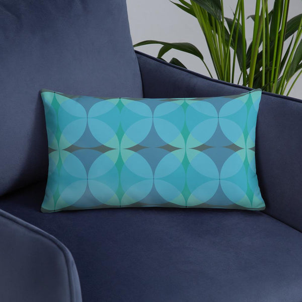 Indigo Tones Mid-Century Modern Circle Print sofa cushion or throw pillow