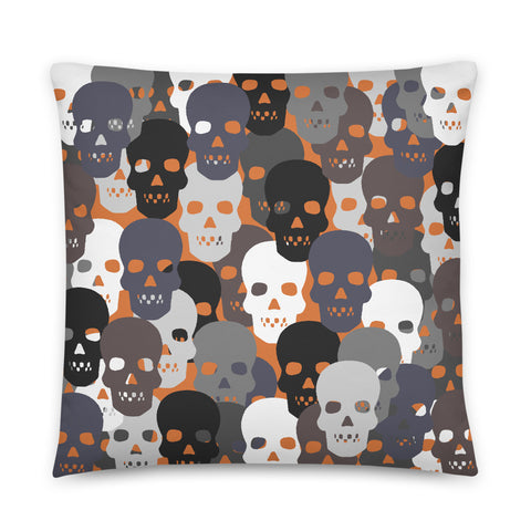 Monochrome Halloween skulls in orange background