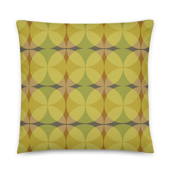 Mustard Tones Mid-Century Modern Circle Print Sofa Cushion Throw Pillow