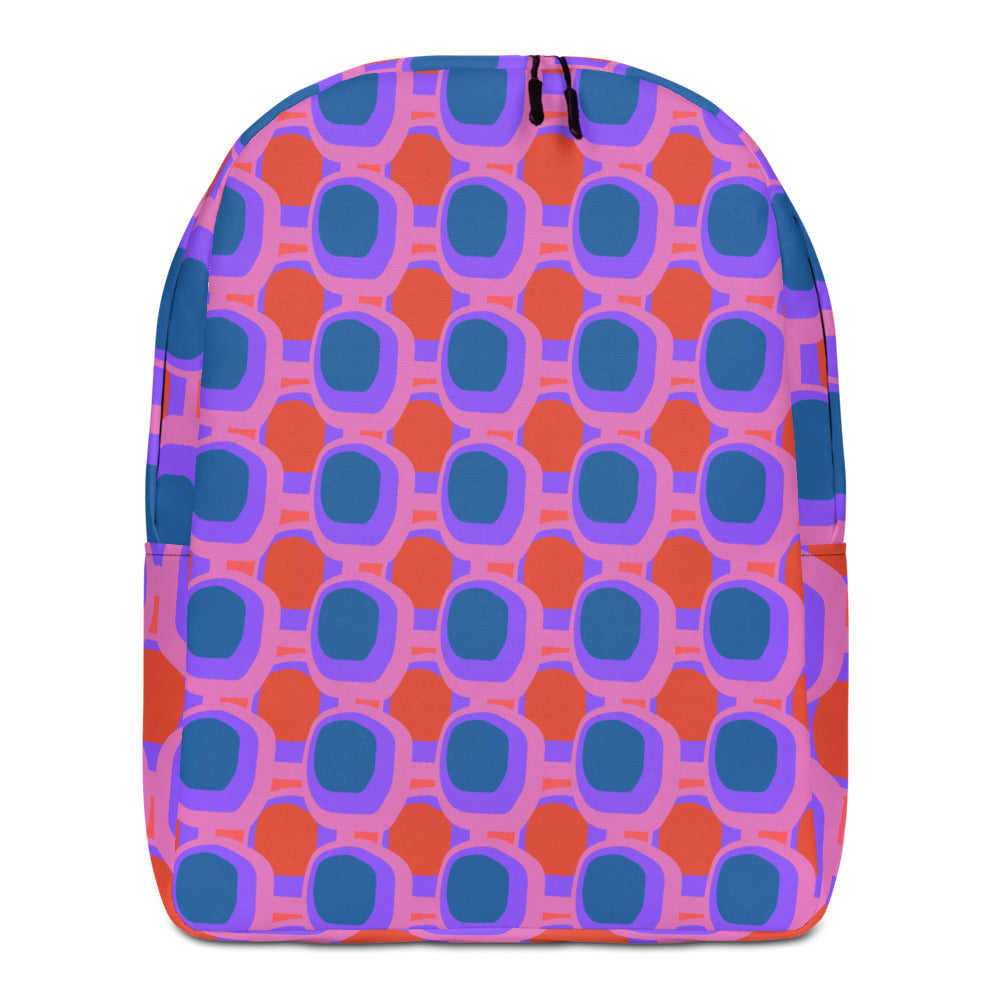 Pink Blue Orange Abstract Retro design minimalist backpack