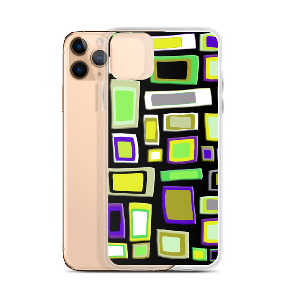 iPhone Case | Colorful Squares and Rectangles Yellow Black Pattern