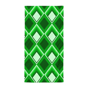 all-over green diamond patterned Emerald Geometric 60s Style towel