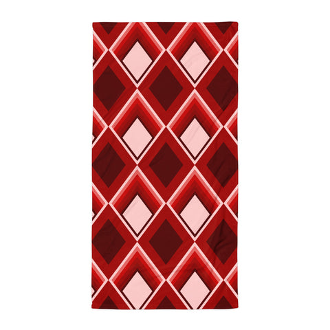 all-over red diamond patterned Red Geometric 60s Style towel