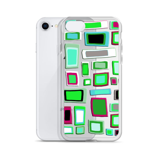 iPhone Case | Colorful Squares and Rectangles Green Pattern
