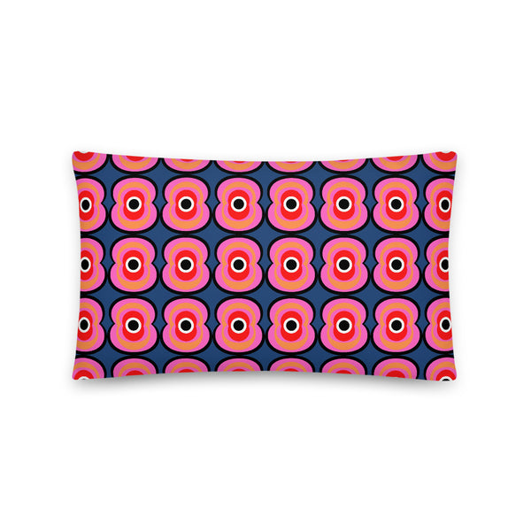 Pink Retro Poppies Sofa Cushion Throw Pillow