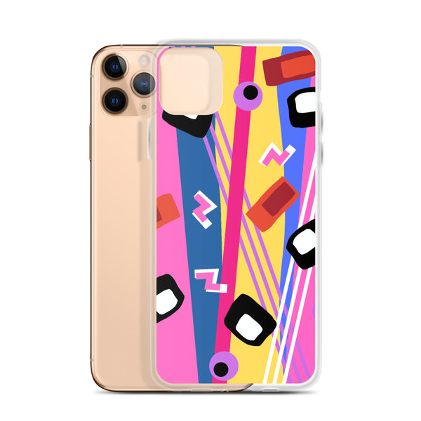 Multicolored retro style abstract patterned iPhone case 