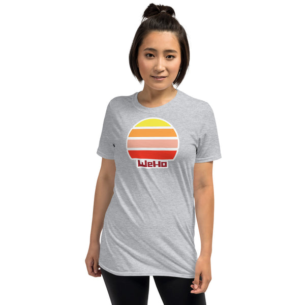 vintage sunset style t-shirt entitled WeHo in sport grey
