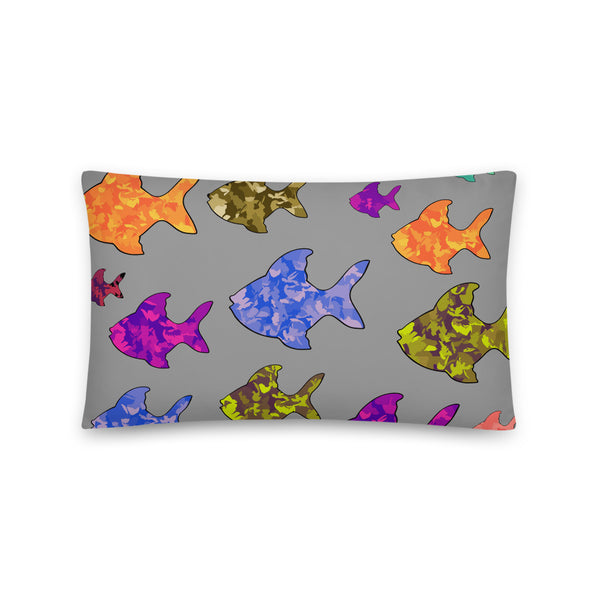 Fun and colourful rainbow fish sofa cushion or pillow by BillingtonPix