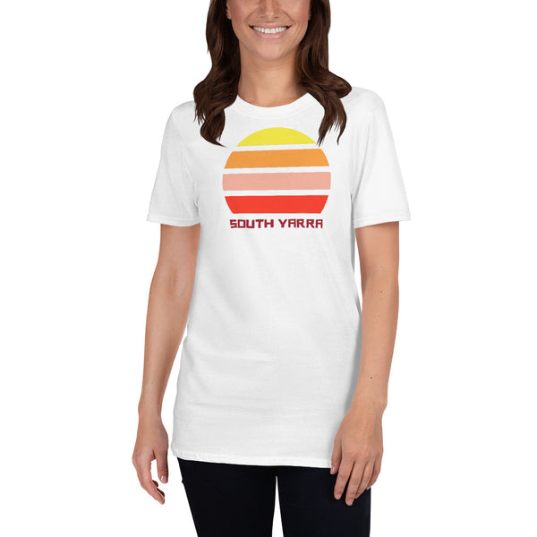 vintage sunset style t-shirt entitled South Yarra in white