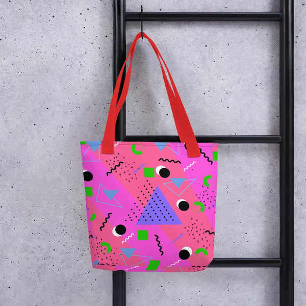 Flamingo Pink Retro Abstract Memphis 80s Style tote bag