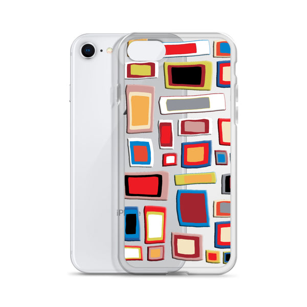 iPhone Case | Colorful Squares and Rectangles Pattern with transparent background