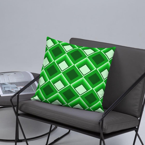 green Emerald Geometric 60s Style Print sofa cushion or throw pillow