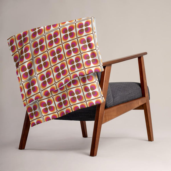 Throw Blanket | Retro Orange Brown Mid-Century Style Patterned