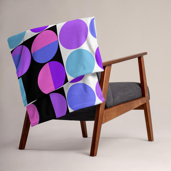 Purple Bauhaus Retro Abstract Memphis Style patterned throw blanket