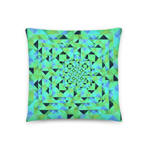 Blue geometric kaleidoscope patterned cushion or pillow