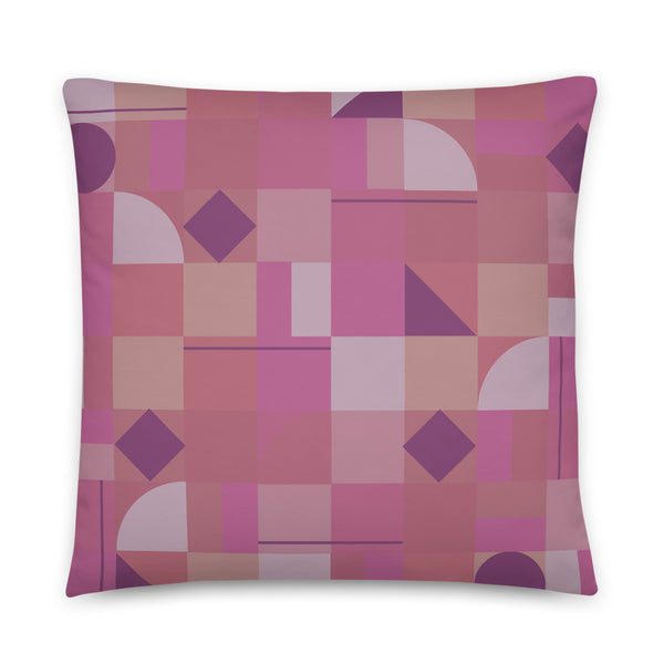 Pink Mid Century Modern Shapes sofa cushion or throw pillow with muted pink geometric pattern design