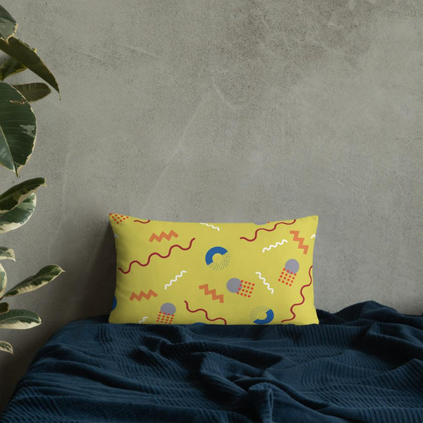 Muted Yellow Retro Abstract Postmodern Memphis Style sofa cushion or throw pillow
