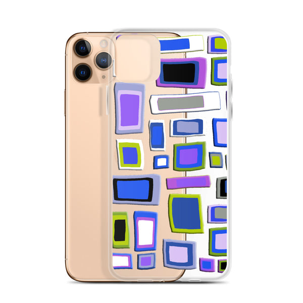 iPhone Case | Colorful Squares and Rectangles Purple Pattern