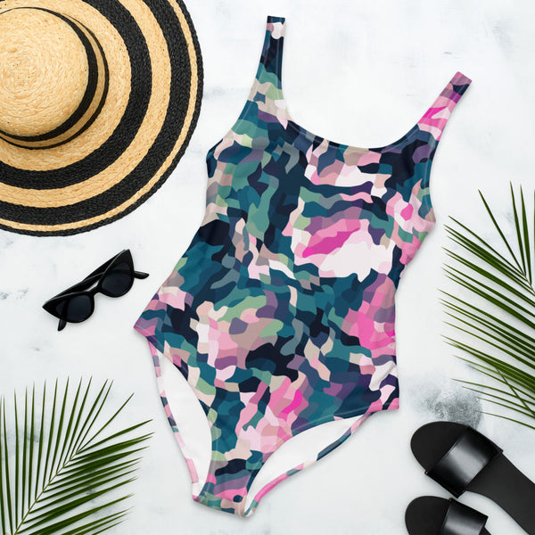 Pink camouflage design swimsuit